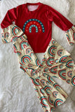 Christmas rainbow printed girl set wholesale DLH0923-03