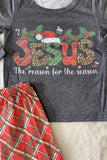 XCH0015-29H "JESUS, the resaon for the season" top pant girls outfit sets