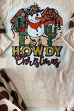 XCH0018-7H "HOWDY Christmas" snowman prints top bell bottom girls sets