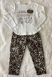 Halloween pumpkin top leopard pant girls boutique sets BQ2403 9S4