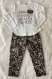 Halloween pumpkin top leopard pant girls boutique sets BQ2403 9S4