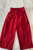 DLH2708 Wide leg corduroy red pants with pocket and belt