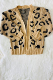 240608M Mom and me  knitted brown leopard long sleeve girls sweater