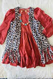 XCH0001-1H Cheetah sleeveless long style open vest/cardigan with tassels