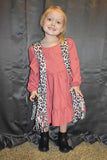 DLH2642 Fall/Halloween coral Long sleeve girls swirl dress w/ruffle