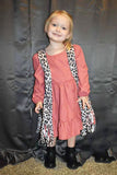 DLH2642 Fall/Halloween coral Long sleeve girls swirl dress w/ruffle