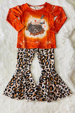 XCH0010-2H "HOWDY PUMPKIN" orange & cheetah fall girls clothing set