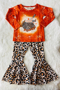 XCH0010-2H "HOWDY PUMPKIN" orange & cheetah fall girls clothing set