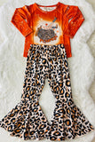 XCH0010-2H "HOWDY PUMPKIN" orange & cheetah fall girls clothing set