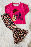 XCH0013-18H Cash hank willil waylon & guitar prints top leopard prints girls sets