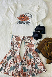 DLH2696 HOWDY cowgirls top bell bottom girls clothing sets