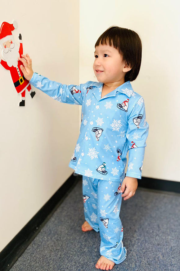 DLH2810 Christmas snowflake unisex kids pajamas sets