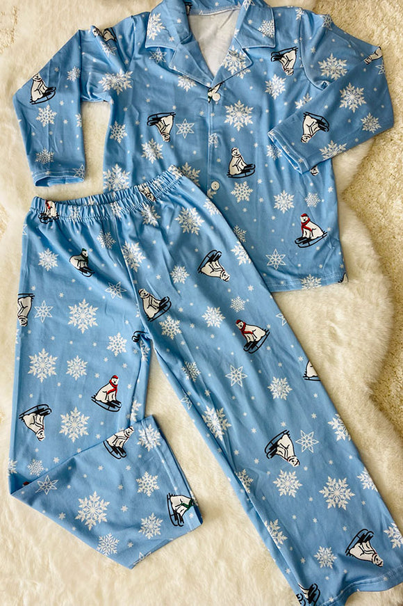 DLH2810 Winter/Fall snowflake Christmas kids pajamas sets wholesale