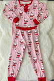 DLH2811 Christmas santa prints long sleeve 2pc girls pajamas sets