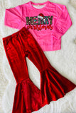 XCH0024-15H MERRY CHRISTMAS sweatshirts velvet pant girls outfit set