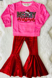 XCH0024-15H MERRY CHRISTMAS sweatshirts velvet pant girls outfit set