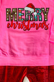 XCH0024-15H MERRY CHRISTMAS sweatshirts velvet pant girls outfit set