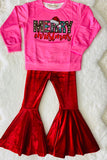 XCH0024-15H MERRY CHRISTMAS sweatshirts velvet pant girls outfit set