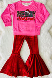 XCH0024-15H MERRY CHRISTMAS sweatshirts velvet pant girls outfit set