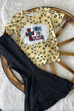 DLH0824-10 LOVE LIKE JESUS leopard top black pant girls outfit sets