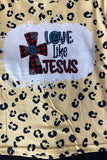 DLH0824-10 LOVE LIKE JESUS leopard top black pant girls outfit sets