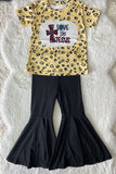 DLH0824-10 LOVE LIKE JESUS leopard top black pant girls outfit sets