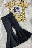 DLH0824-10 LOVE LIKE JESUS leopard top black pant girls outfit sets