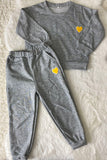 DLH2699 Wholesale fall clothing grey long sleeve pullover sweatshirts suit w/embroidery