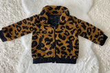 DLH2644 Wholesale Kids Black/brown leopard print girls jacket