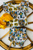 1120WY HOWDY sunflower top bloomer infant baby outfit sets