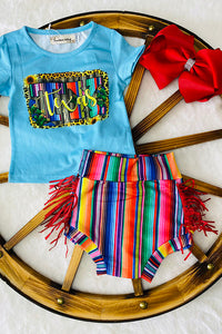 XCH0111-1H TEXAS serape top and bloomwer 2pcs baby sets