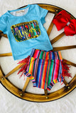 XCH0111-1H TEXAS serape top and bloomwer 2pcs baby sets