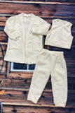 DLH2703 Wholesale Kids Sherpa cream cardigan & top & pant 3pcs sets