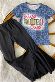 XCH0018-16H Wholesale RODEO short sleeve top black pant girls sets