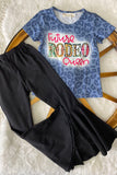 XCH0018-16H Wholesale RODEO short sleeve top black pant girls sets