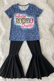 XCH0018-16H Wholesale RODEO short sleeve top black pant girls sets