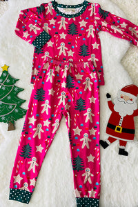 XCH0018-6H Christmas Trees & Snowman prints kids pajamas set