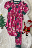 XCH0018-6H Christmas Trees & Snowman prints kids pajamas set