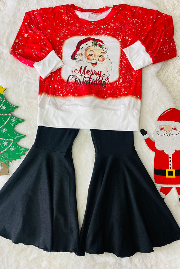 DLH2804  Merry Christmas pullover sweatshirts black pant girls outfit sets