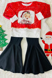 DLH2804  Merry Christmas pullover sweatshirts black pant girls outfit sets