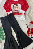 DLH2804  Merry Christmas pullover sweatshirts black pant girls outfit sets