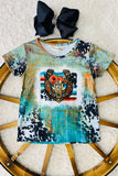 XCH0722-102H Horse shoe & bull skull printed short sleeve girl t-shirt