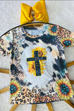 DLH1121-6 FAITH Animal & sunflower printed short sleeve girls t-shirt wholesale