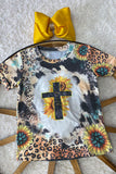 DLH1121-6 FAITH Animal & sunflower printed short sleeve girls t-shirt wholesale