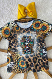 XCH0722-24H Animal printed & sunflower cross printed short sleeve girl t-shirt