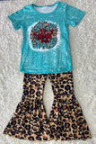 1107WY  LET'S GET CRAY CRAY Red lobster leopard bell bottoms girl set