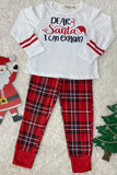 BQ2404 Christmas DEAR Santa I CAn explain white top red plaid girls sets