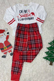 BQ2404 Christmas DEAR Santa I CAn explain white top red plaid girls sets