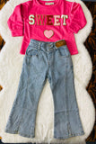 XCH01001 SWEET & heart embroidery pink long sleeve girls sweatshirts