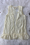 XCH0001-5H Cream open style lace sleeveless girls cardigan/vest